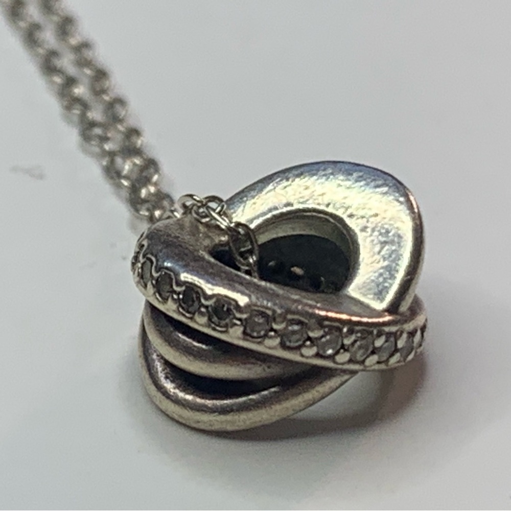 Pandora Silver Interlocking Circle Pendant Neckla… - image 4
